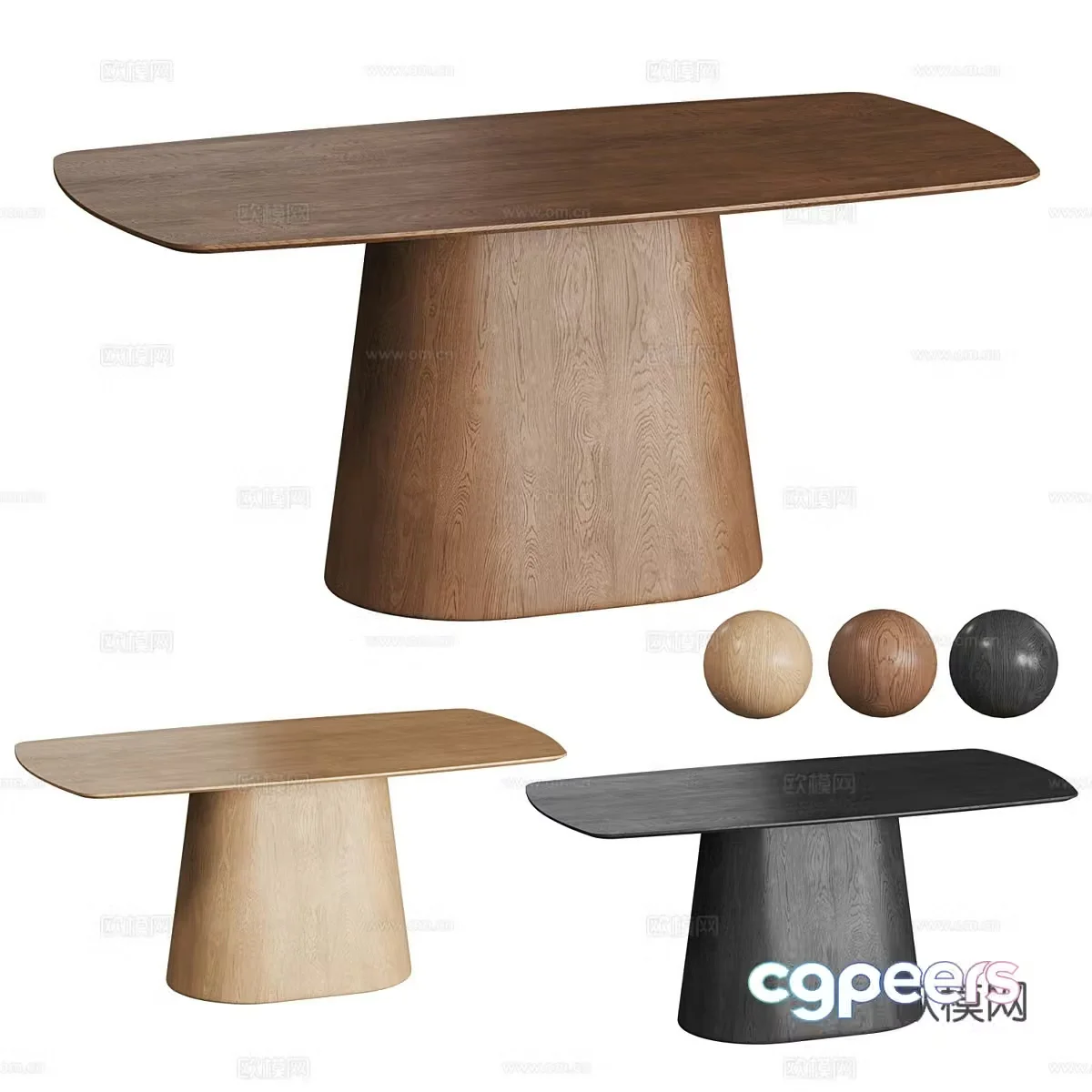 Modern Italian solid wood dining table 3d model