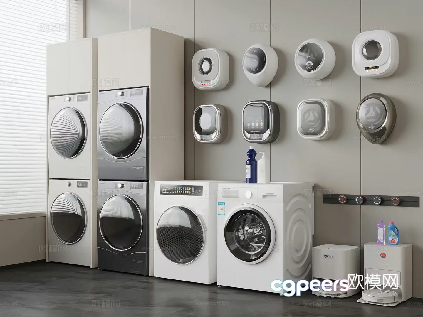 Modern washing machine sweeping robot 3d model