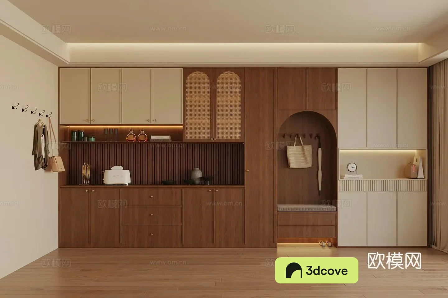 01 Middle-aged style shoe cabinet wine cabinet 3D model