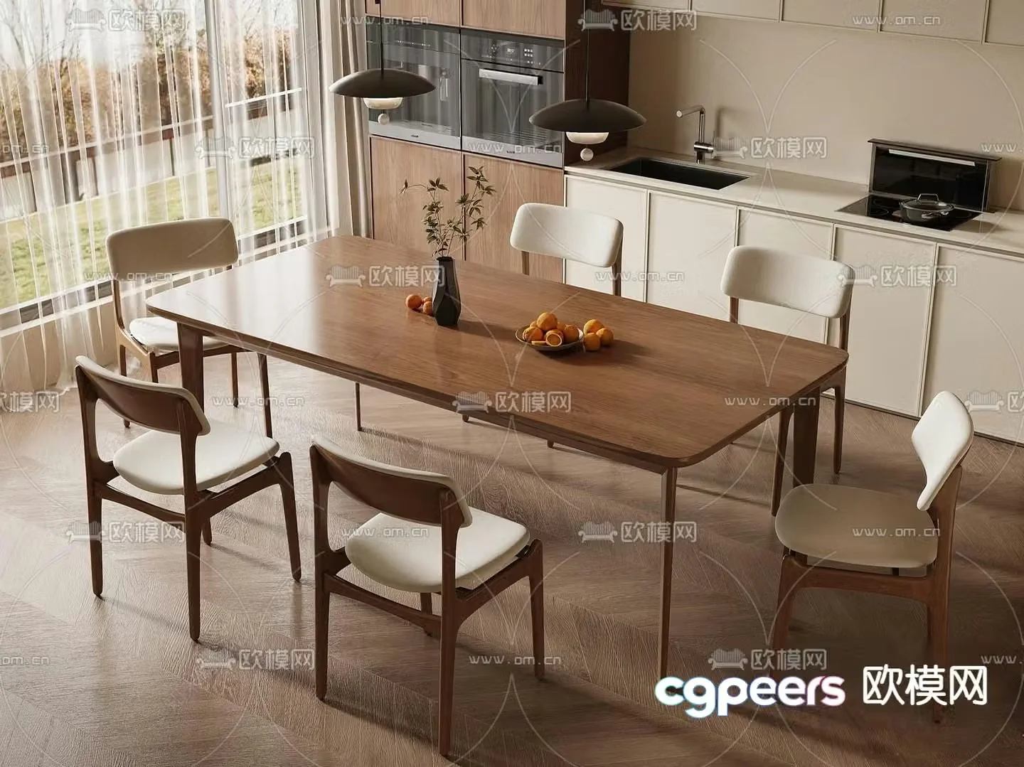 Medieval style dining table and chairs bar dining table 3D model