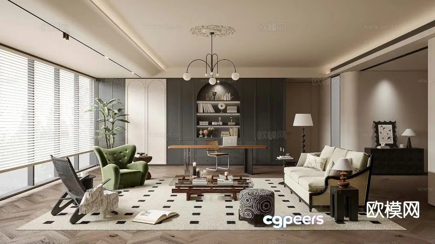 French retro living room 3d model