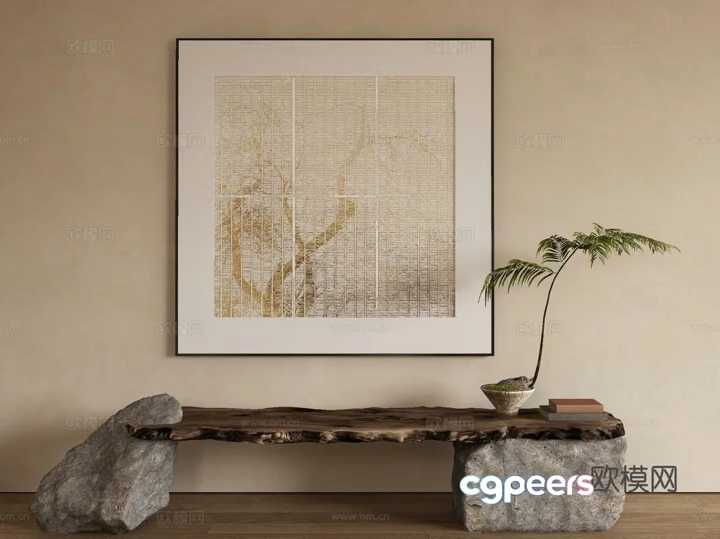 New Chinese texture painting decorative painting 3D model