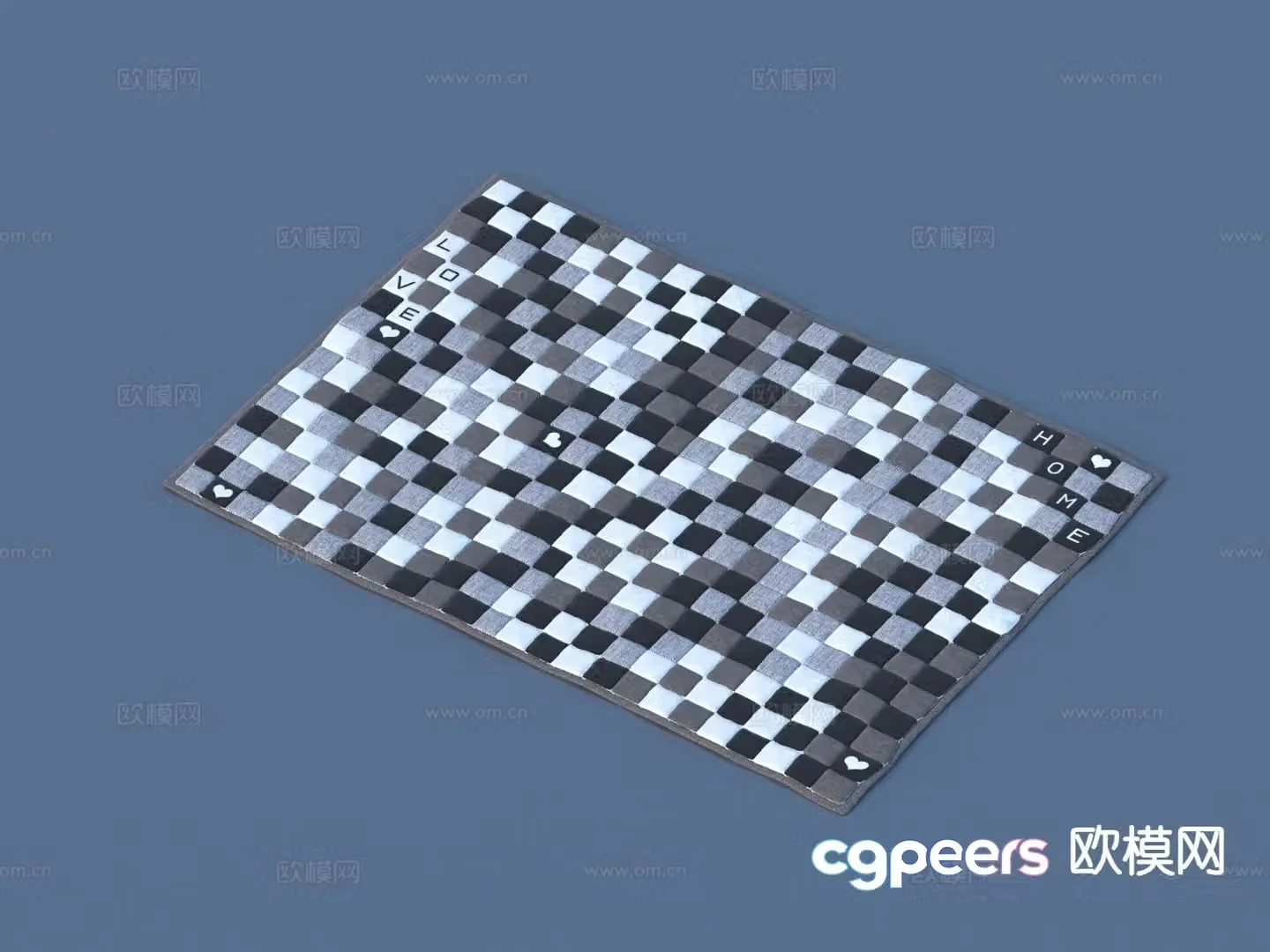 Modern carpet square rug 3d model