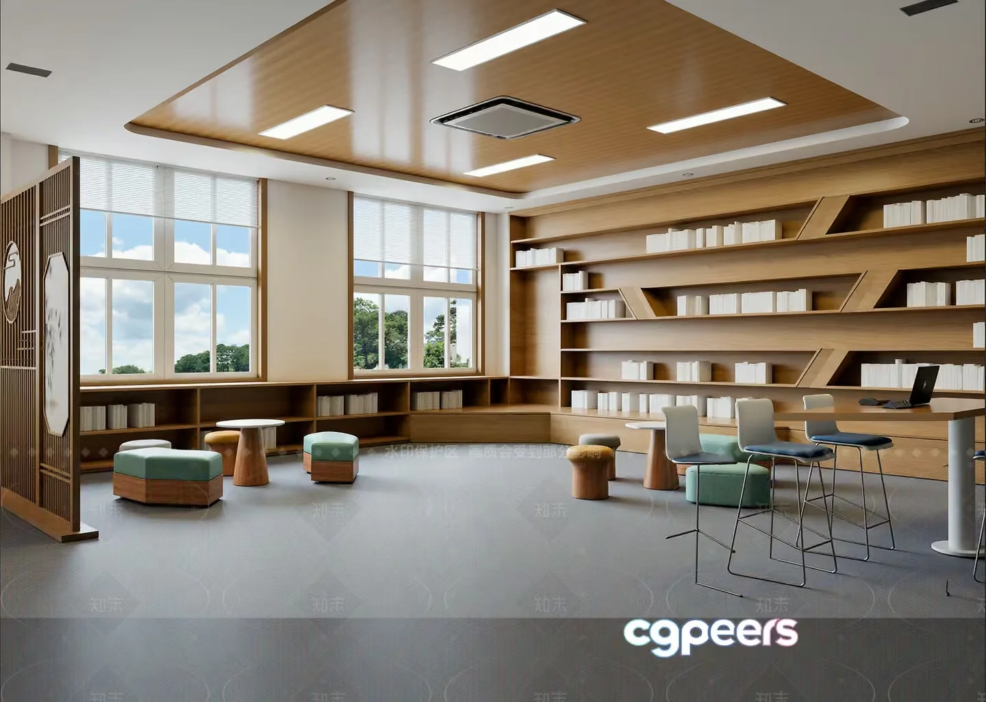 Modern Library Room 3D Model – 23228 – VRAY Render