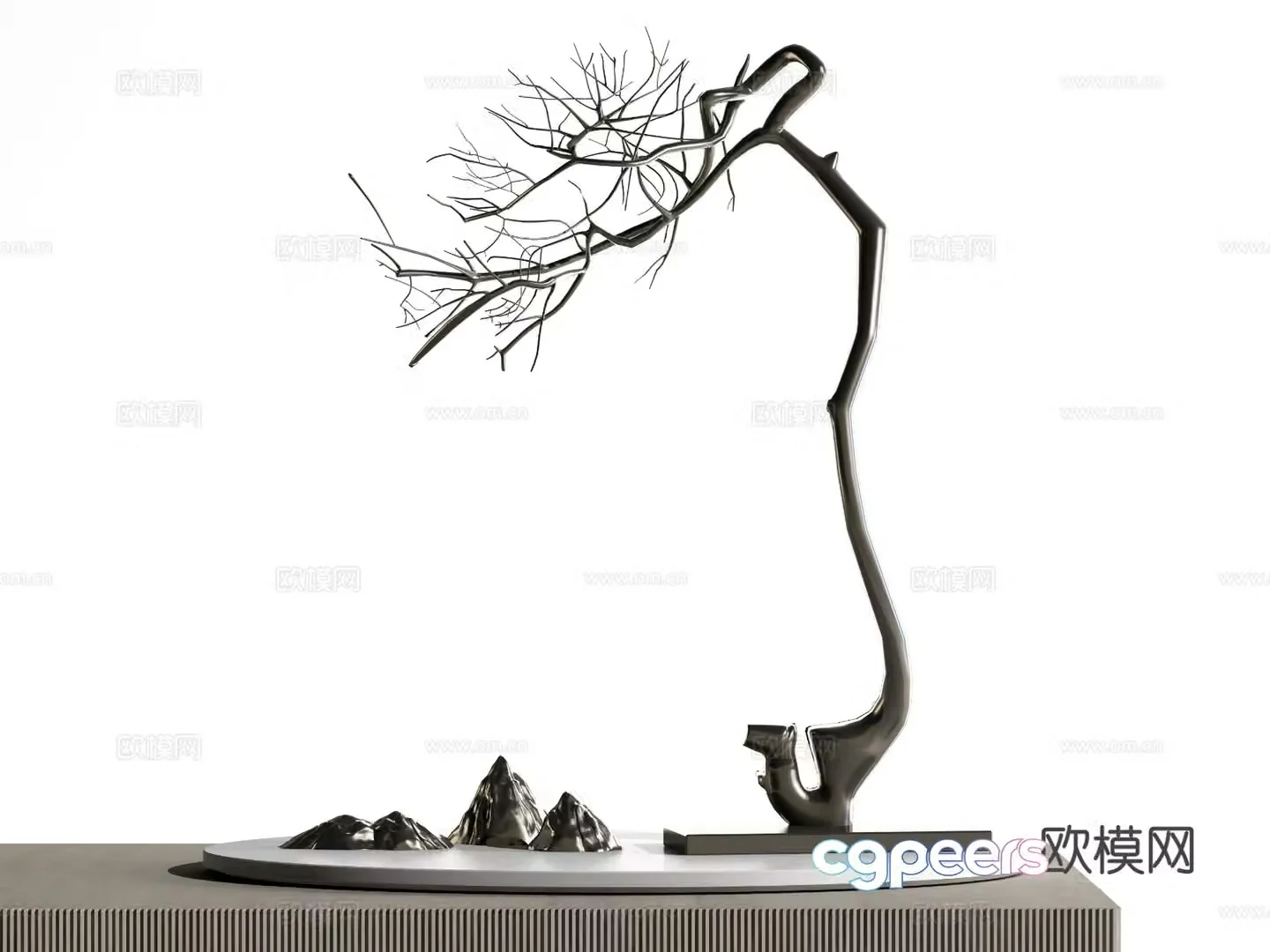 New Chinese style ornaments iron bonsai 3d model