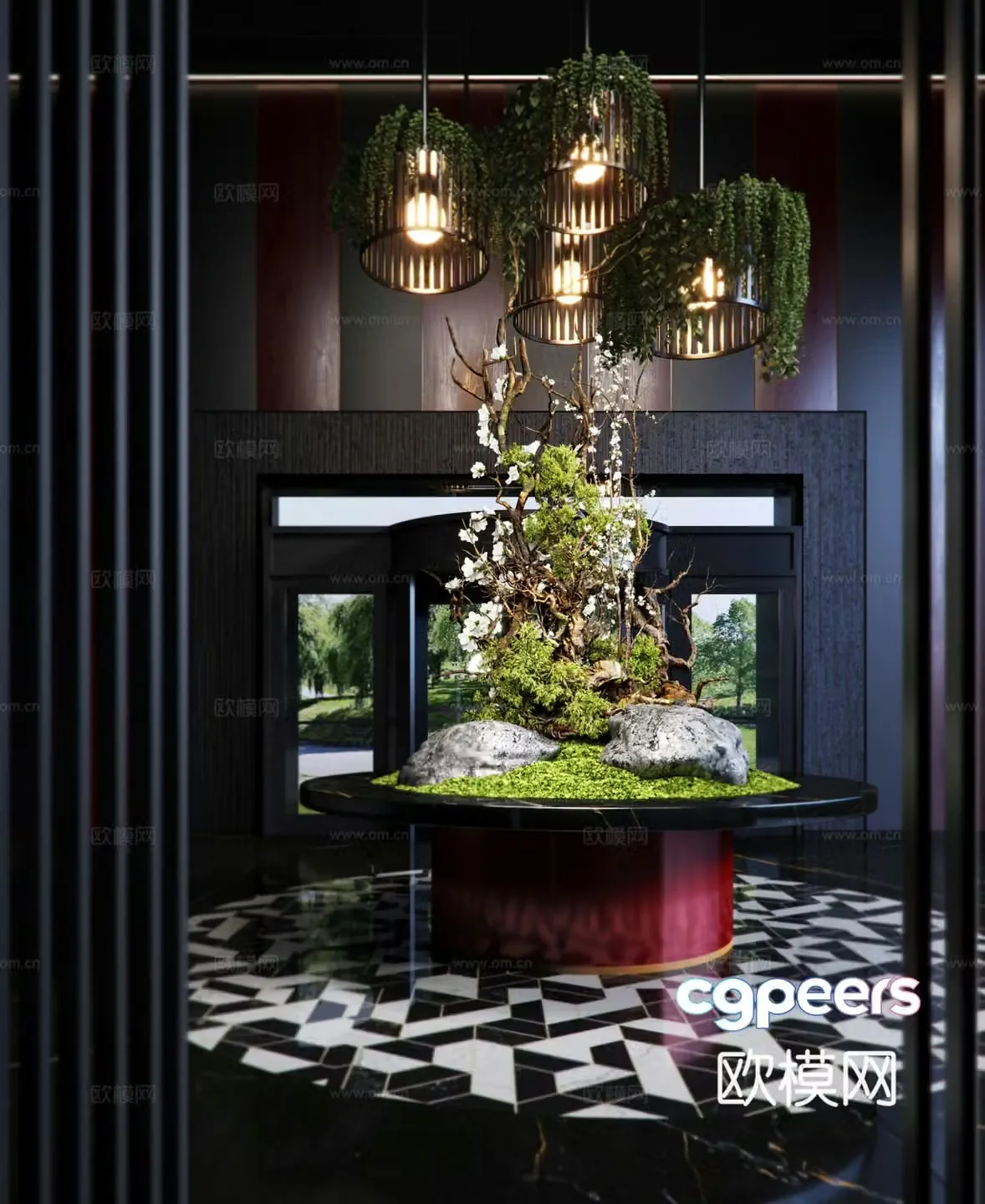 Modern hotel hall 3d model