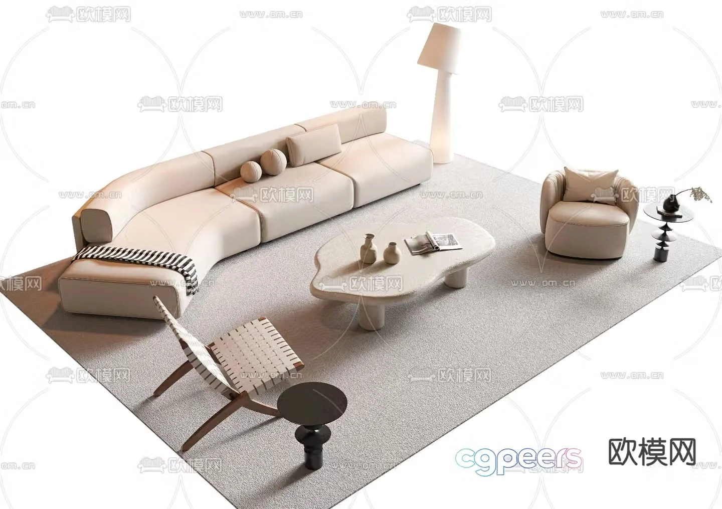 Modern modular sofa leather sofa 3d model