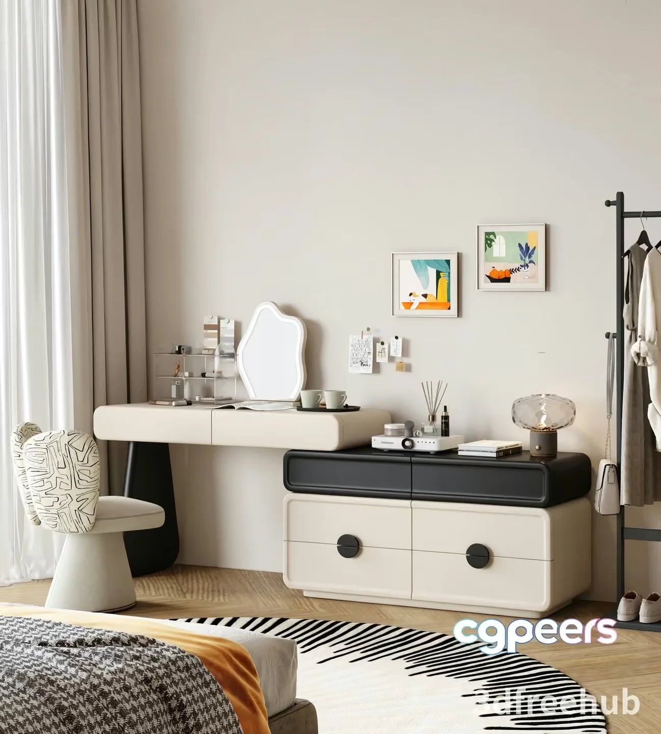 Modern Minimalist Bedroom 3D Model – 21500 – VRAY Render