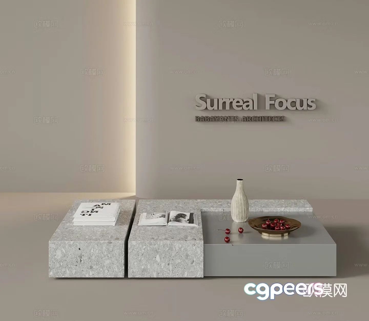 Modern simple coffee table Square coffee table 3D model