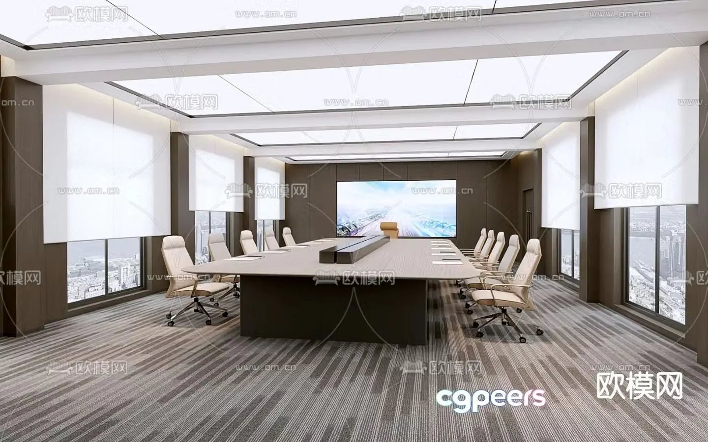 Modern large conference room 3d model