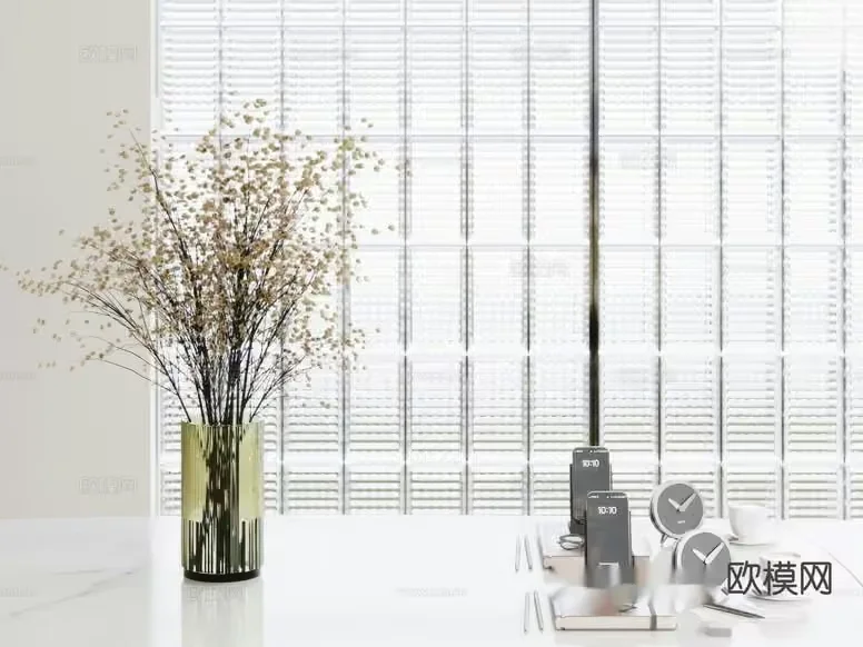 Modern White Desk 3D Model – 3160 – VRAY Render