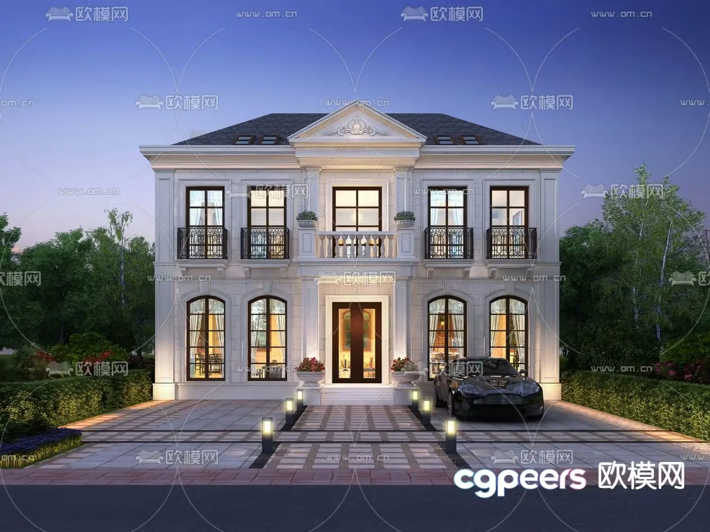 3D model of villa appearance in simplified
