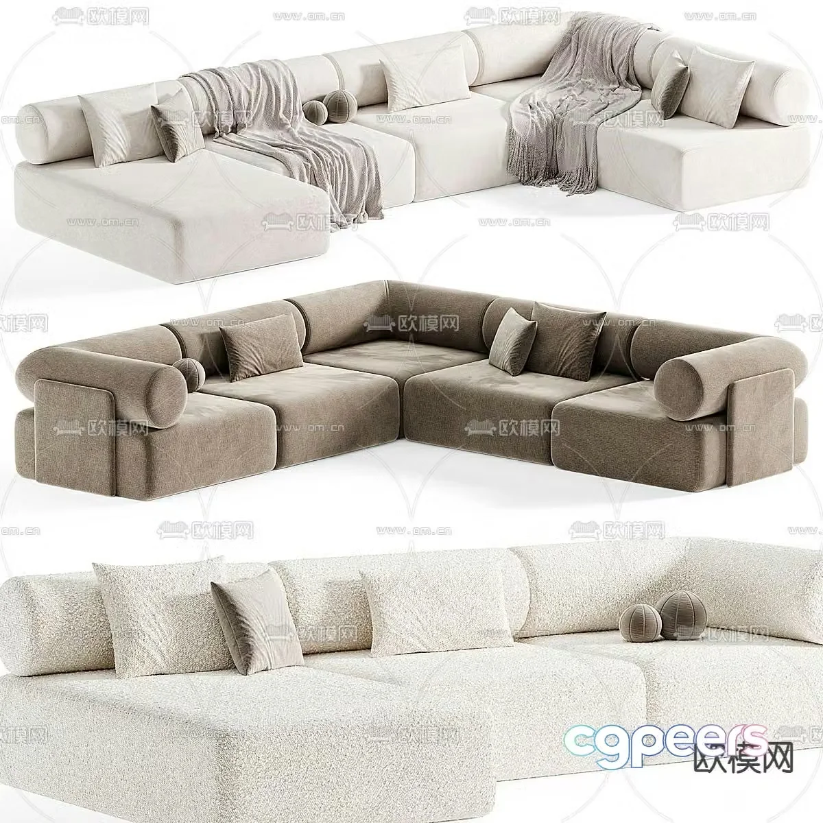 multi-person sofa corner sofa 3d model