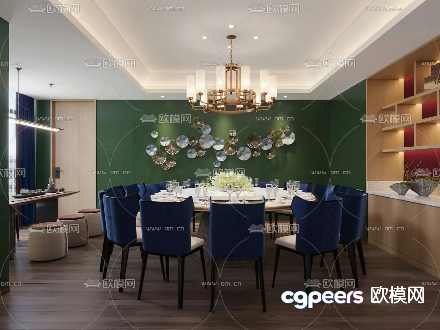 New Chinese restaurant private room private room 3D model