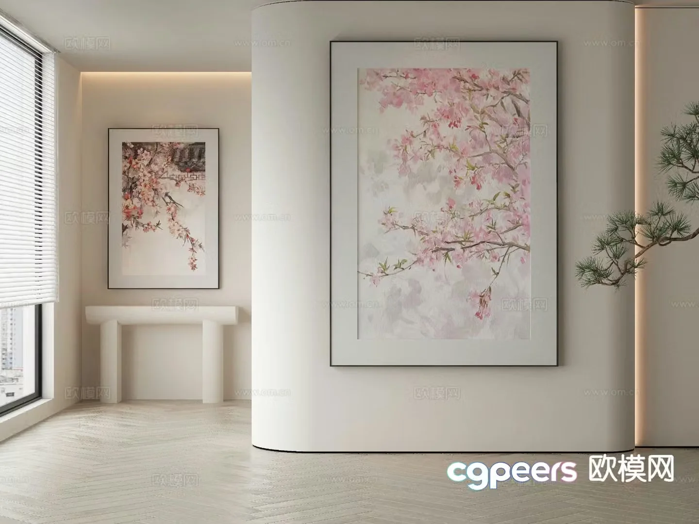 New Chinese style decorative painting plum blossom hanging painting 3D model