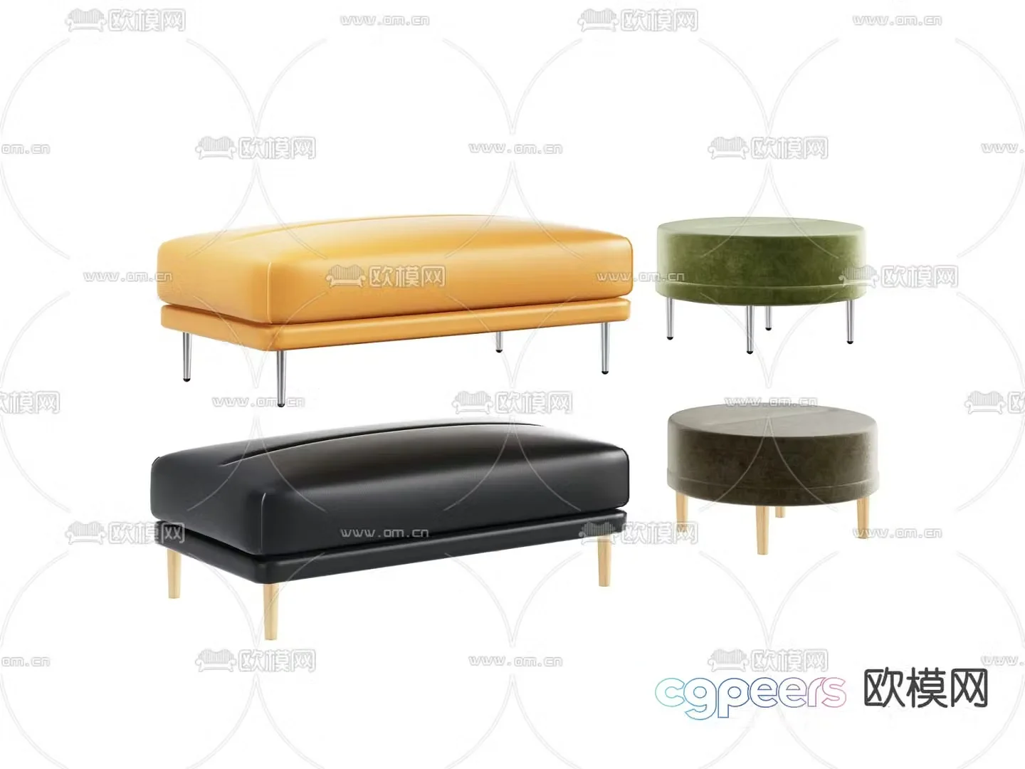 Modern foot pedal bed stool sofa 3d model