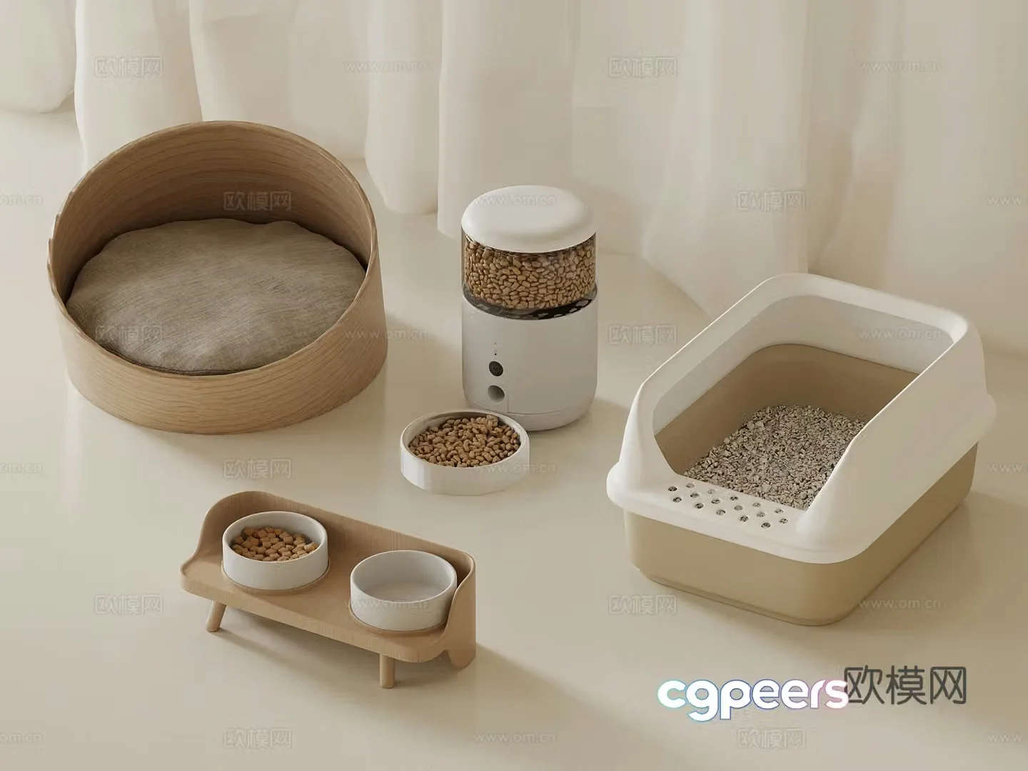 Pet supplies modern cat nest cat litter box feeder 3d model