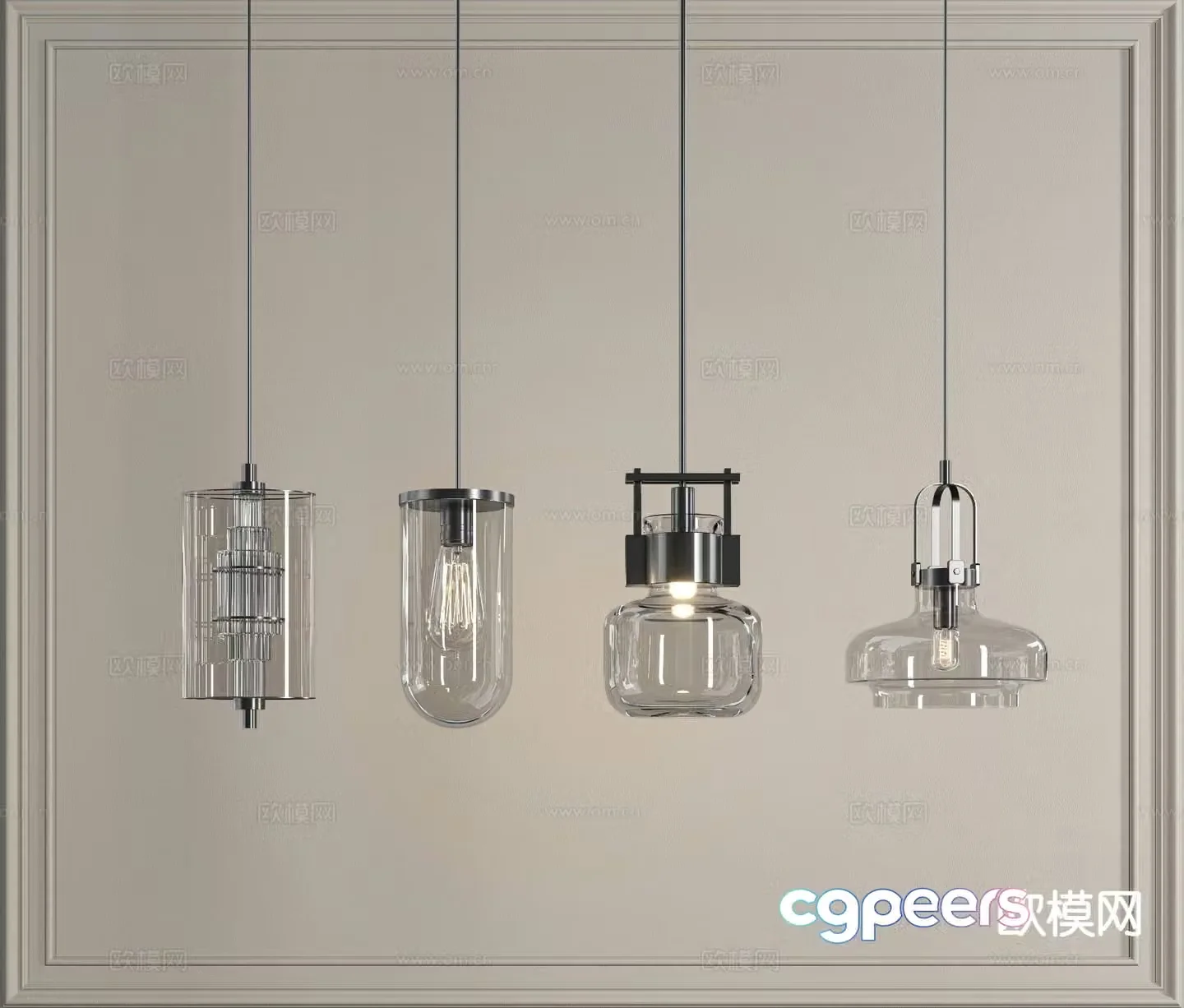 Modern glass chandelier 3d model