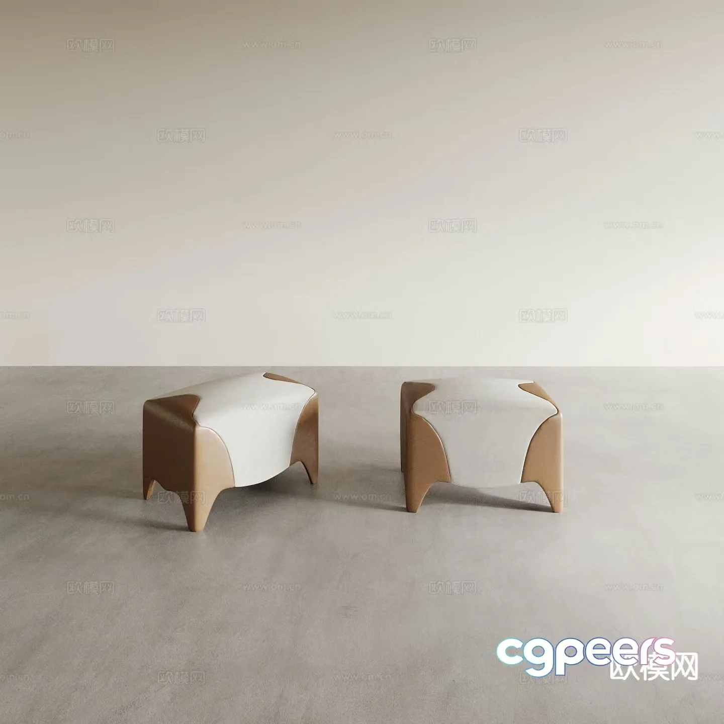 Stool square stool coffee stool makeup stool 3d model