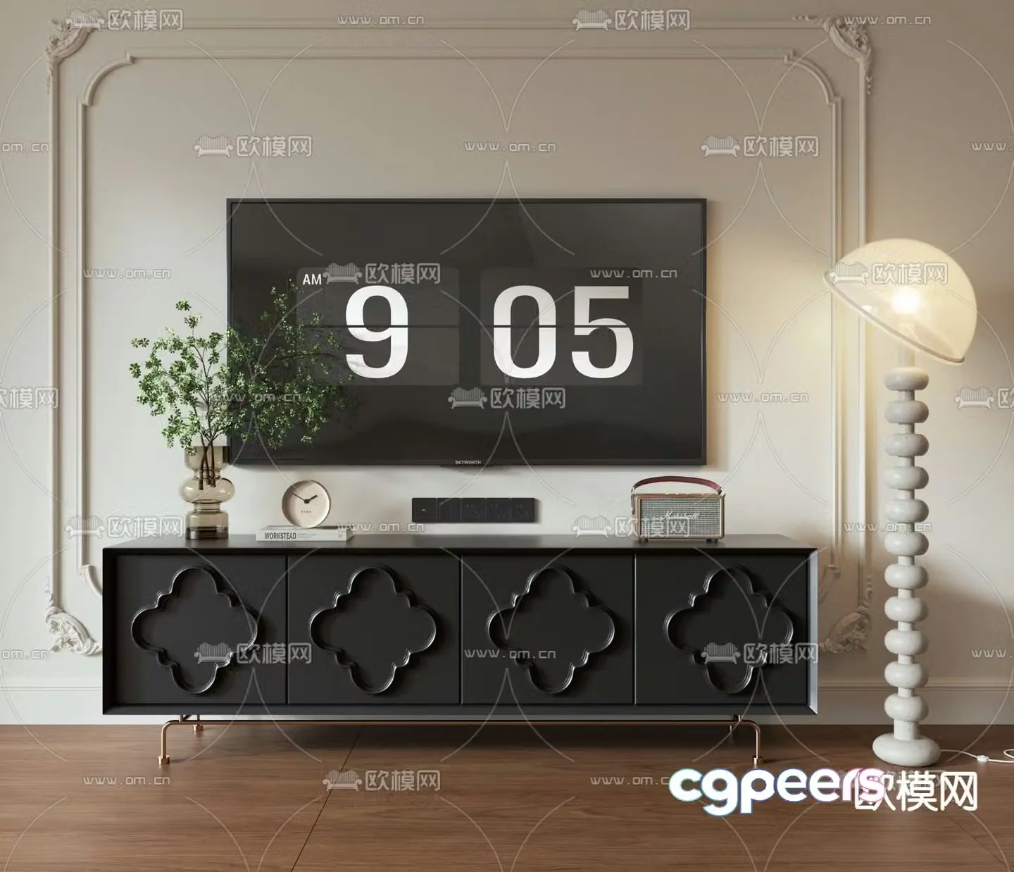 French TV cabinet 3d model