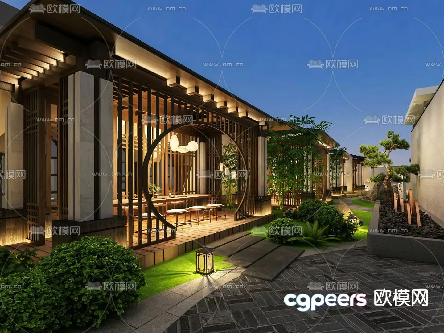 New Chinese style courtyard garden landscape landscaping sketch 3d model