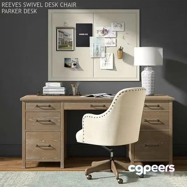 3ds Max Free – Pottery barn PARKER DESK