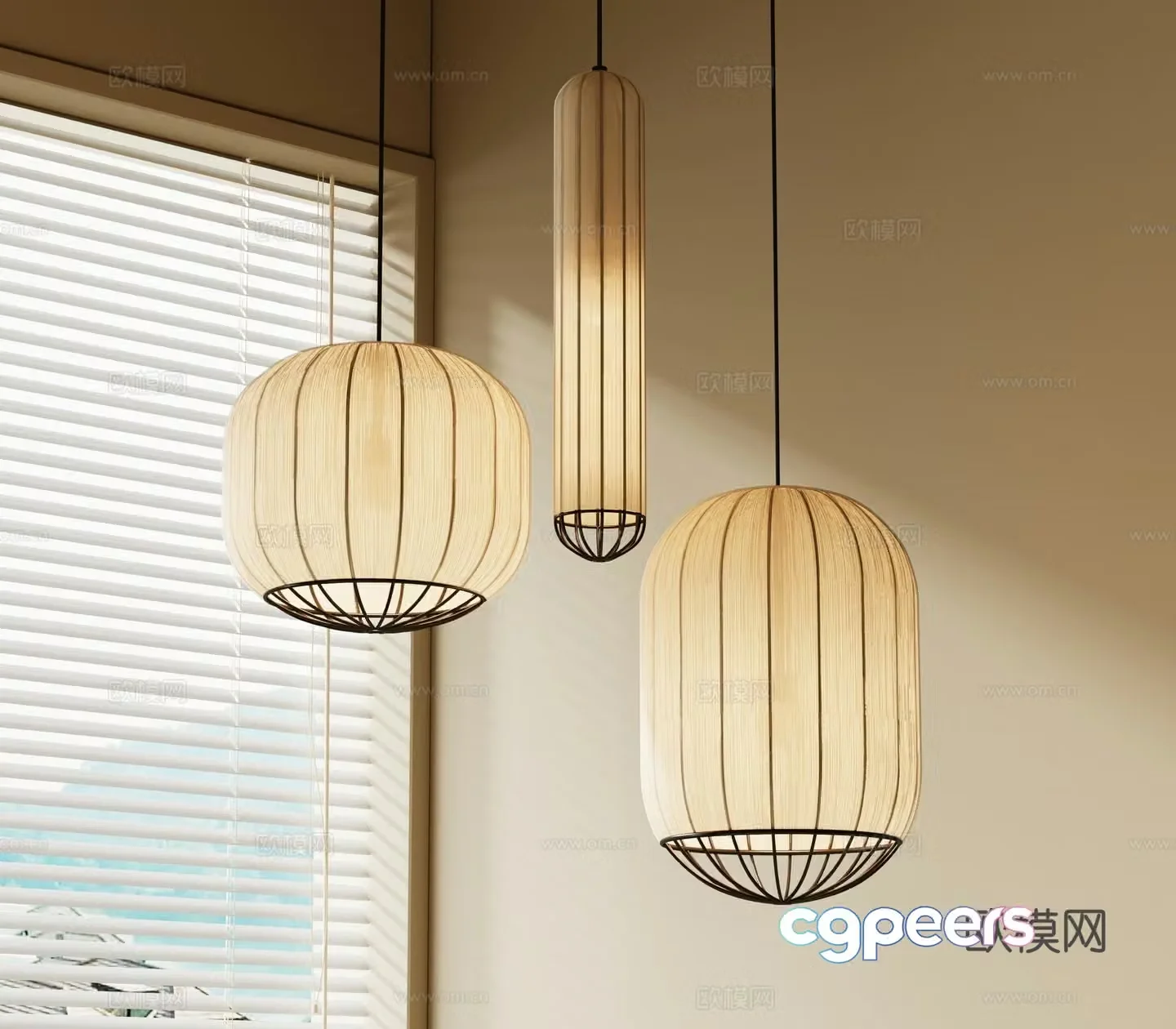 New Chinese lantern chandelier 3d model