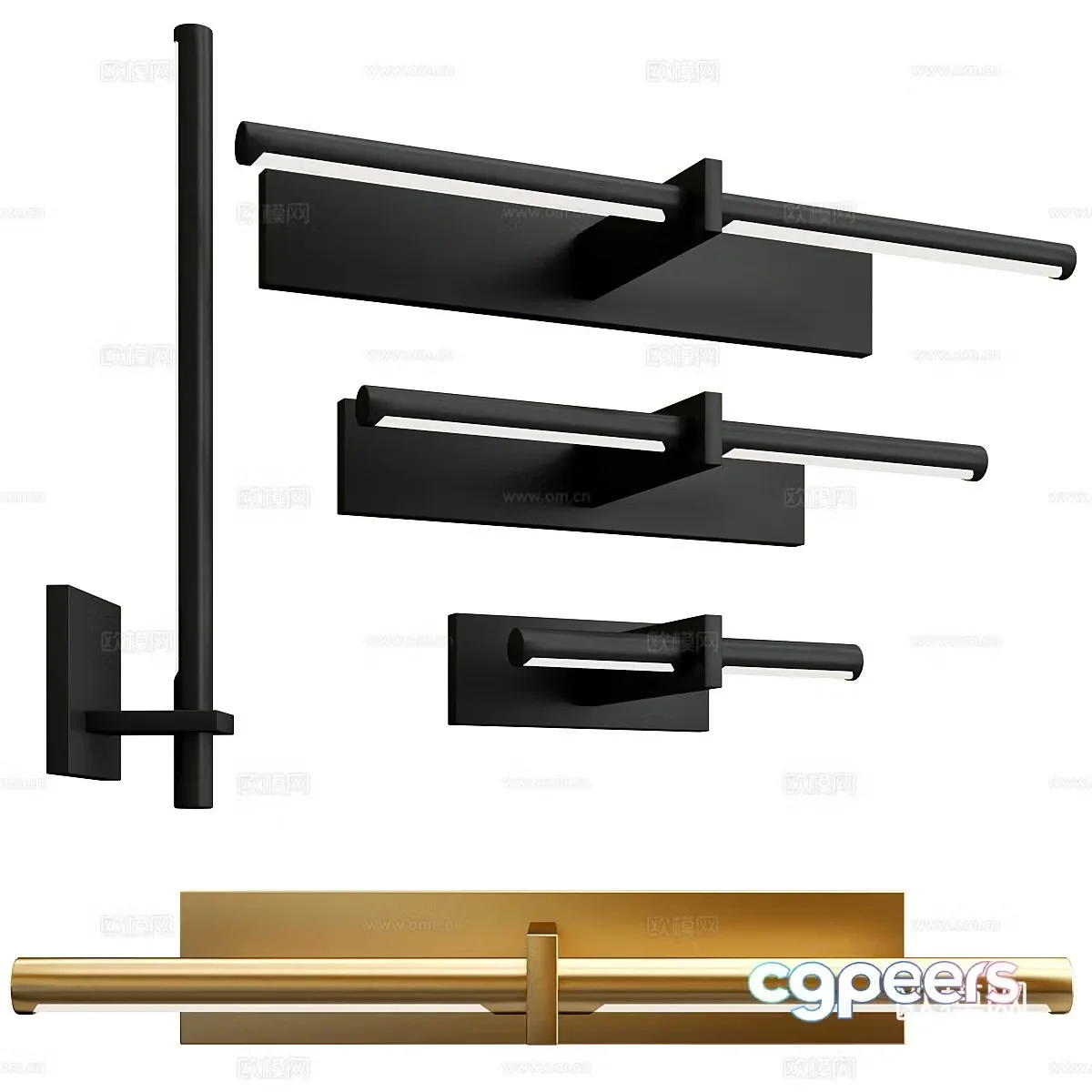 New Chinese light luxury metal wall lamp 3D model