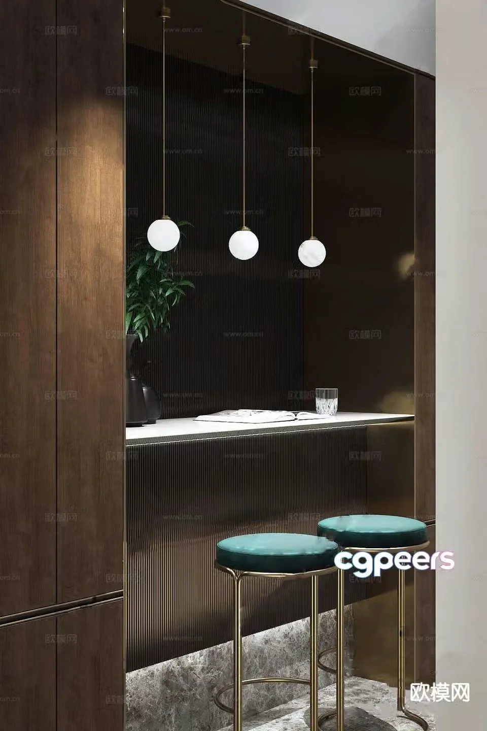 One House Design Light Luxury Bar Stool Bar Stool High Stool 3D Model