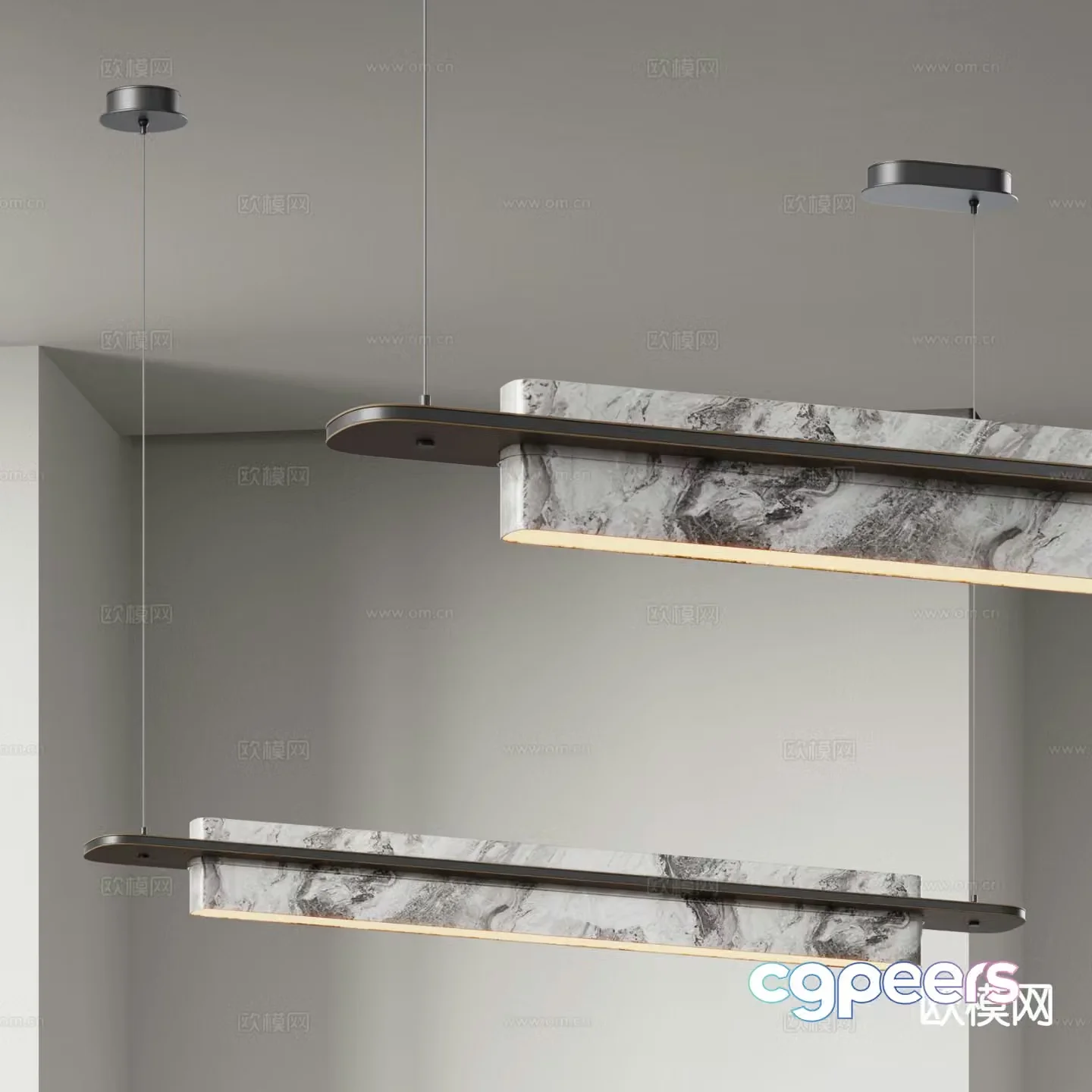 Light luxury chandelier straight chandelier 3d model