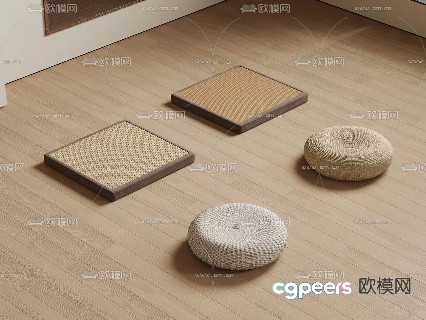 New Chinese futon cushion 3d model