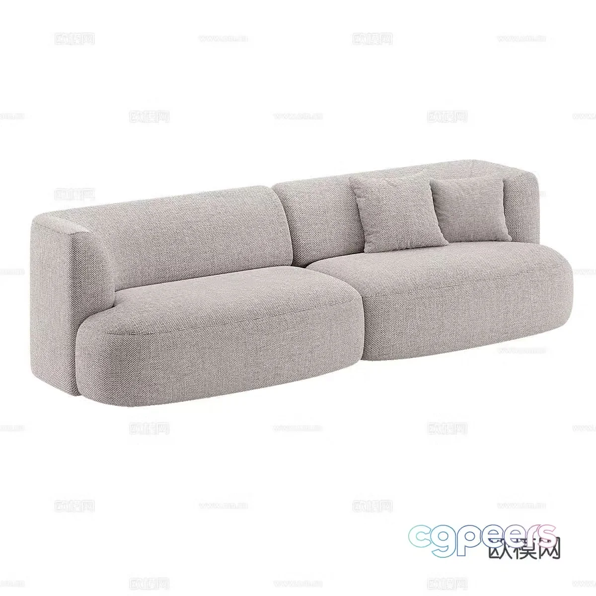 Modern simple double sofa double sofa simple sofa living room sofa pillow 3D model
