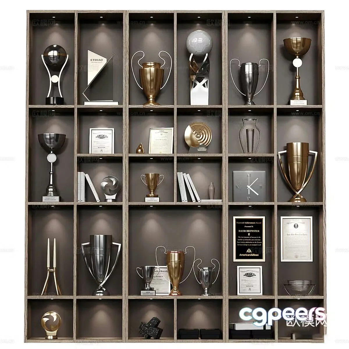 Modern trophy medal display cabinet 3d model