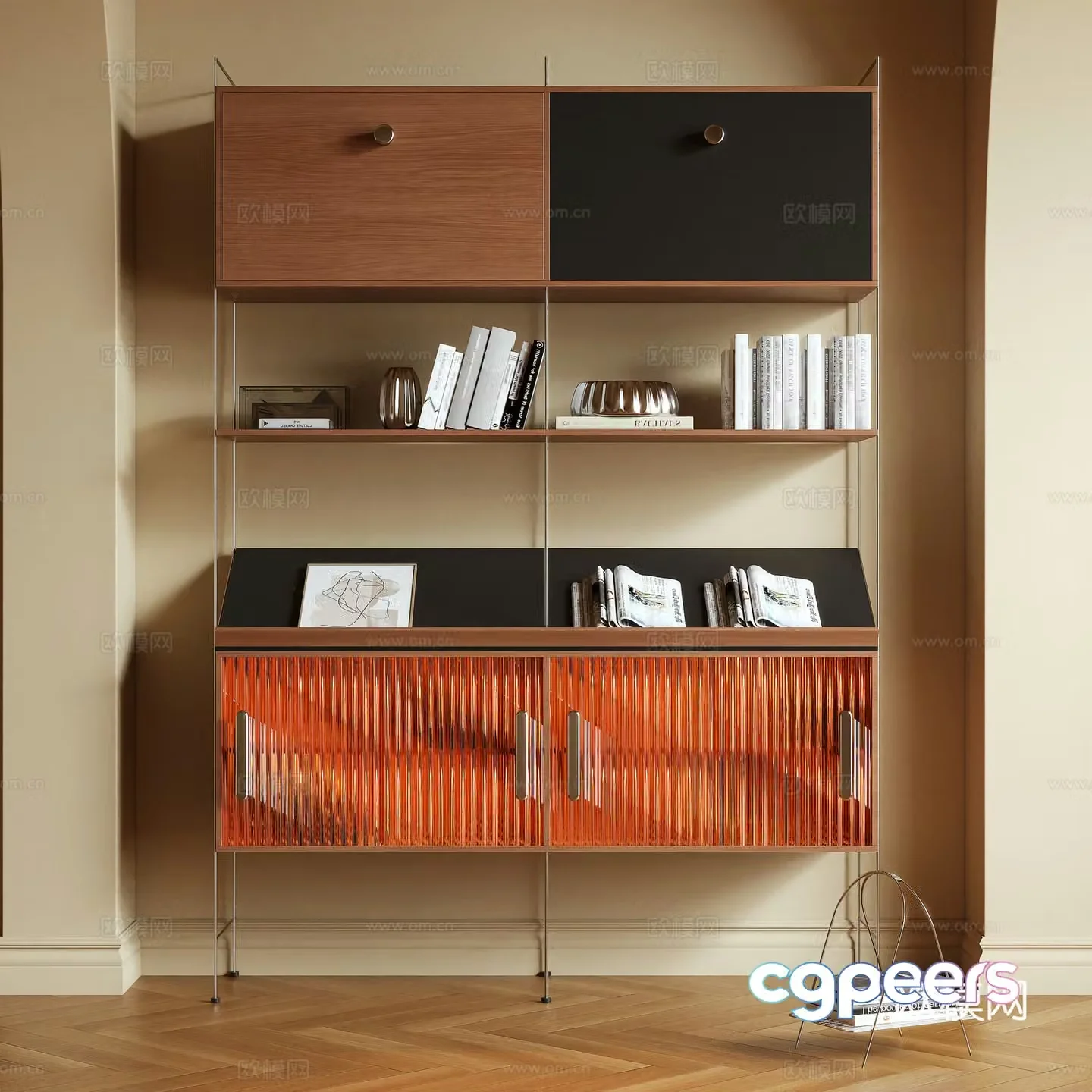 Middle-aged bookshelf shelf 3D model