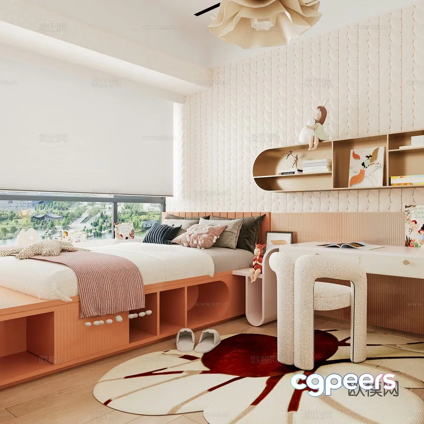 Modern children’s room boy’s room girl’s room children’s bed children’s wardrobe children’s desk 3d model