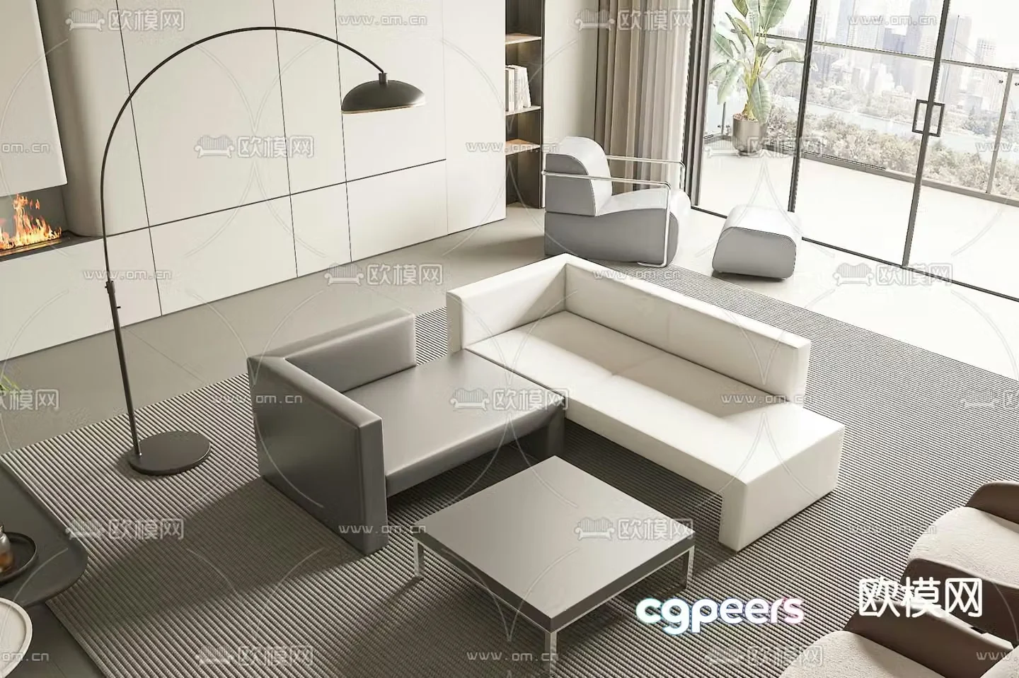 Office sofa leather sofa 3d model