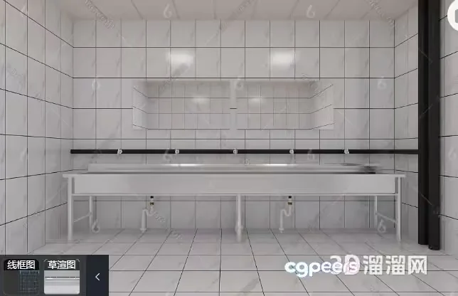 A 3D Rendering Of A Bathroom With Two Sinks 3D Model – 8504 – VRAY Render