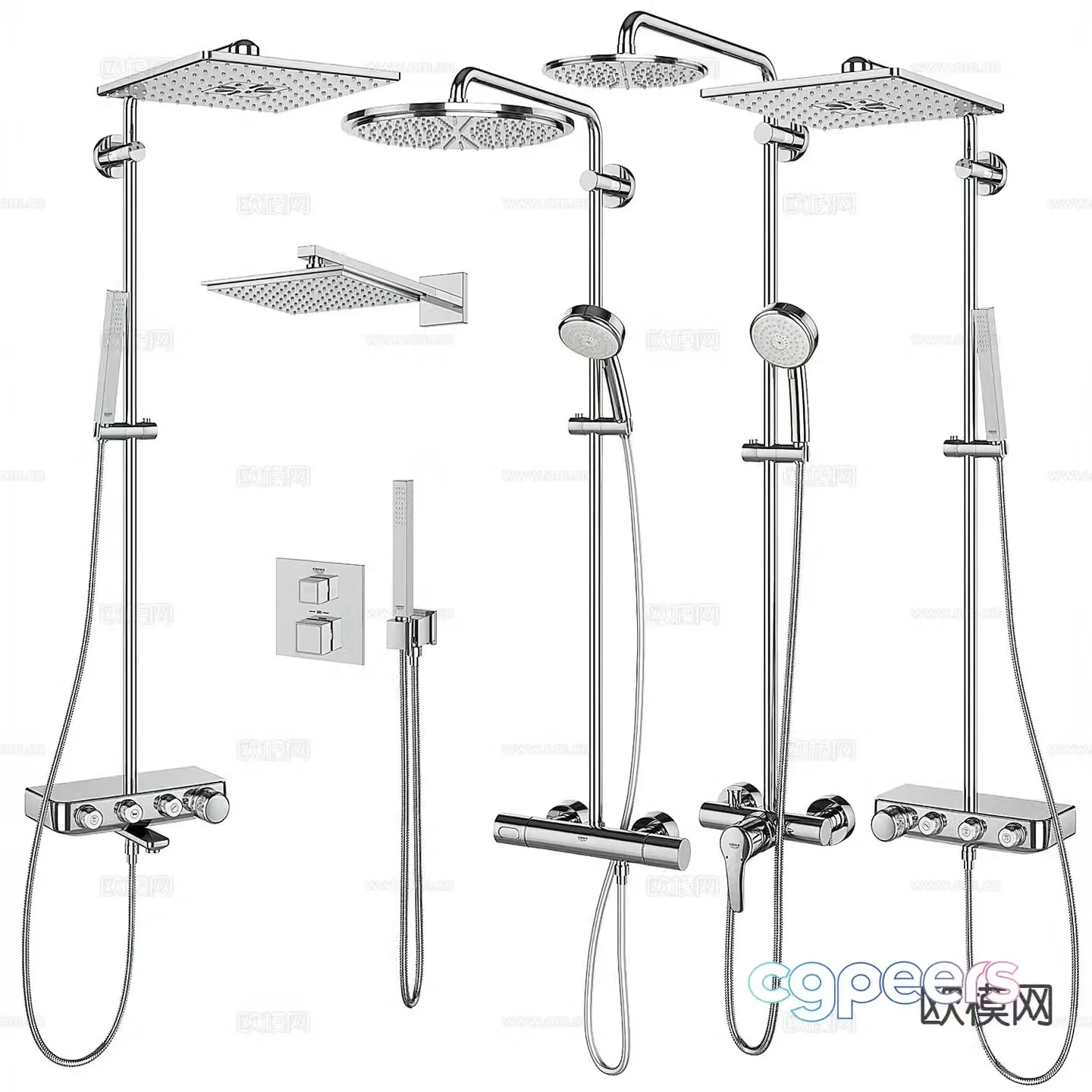 Stainless steel shower shower 3d model