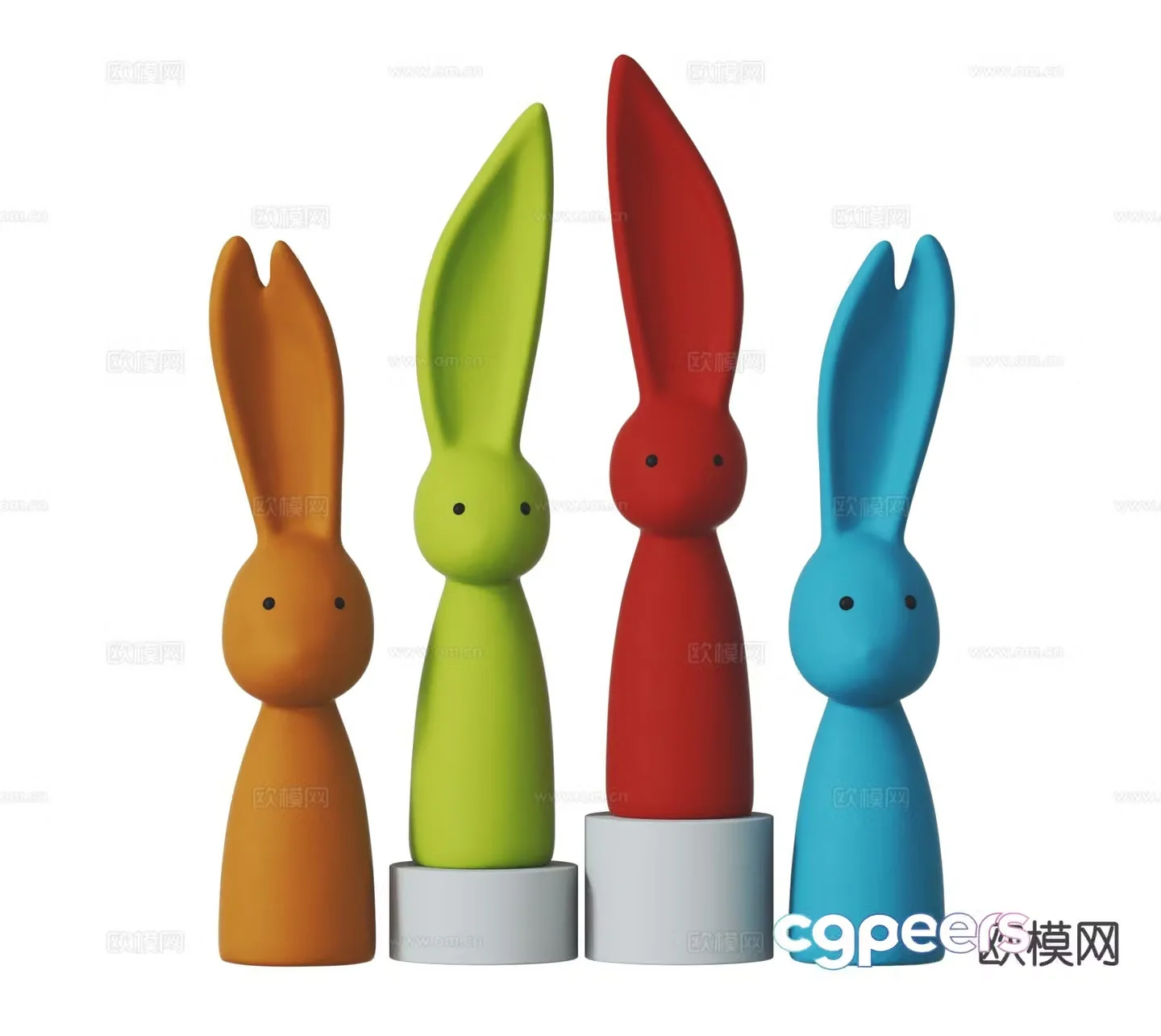 Modern Cartoon Rabbit Sculpture Trendy Decoration 3D Model