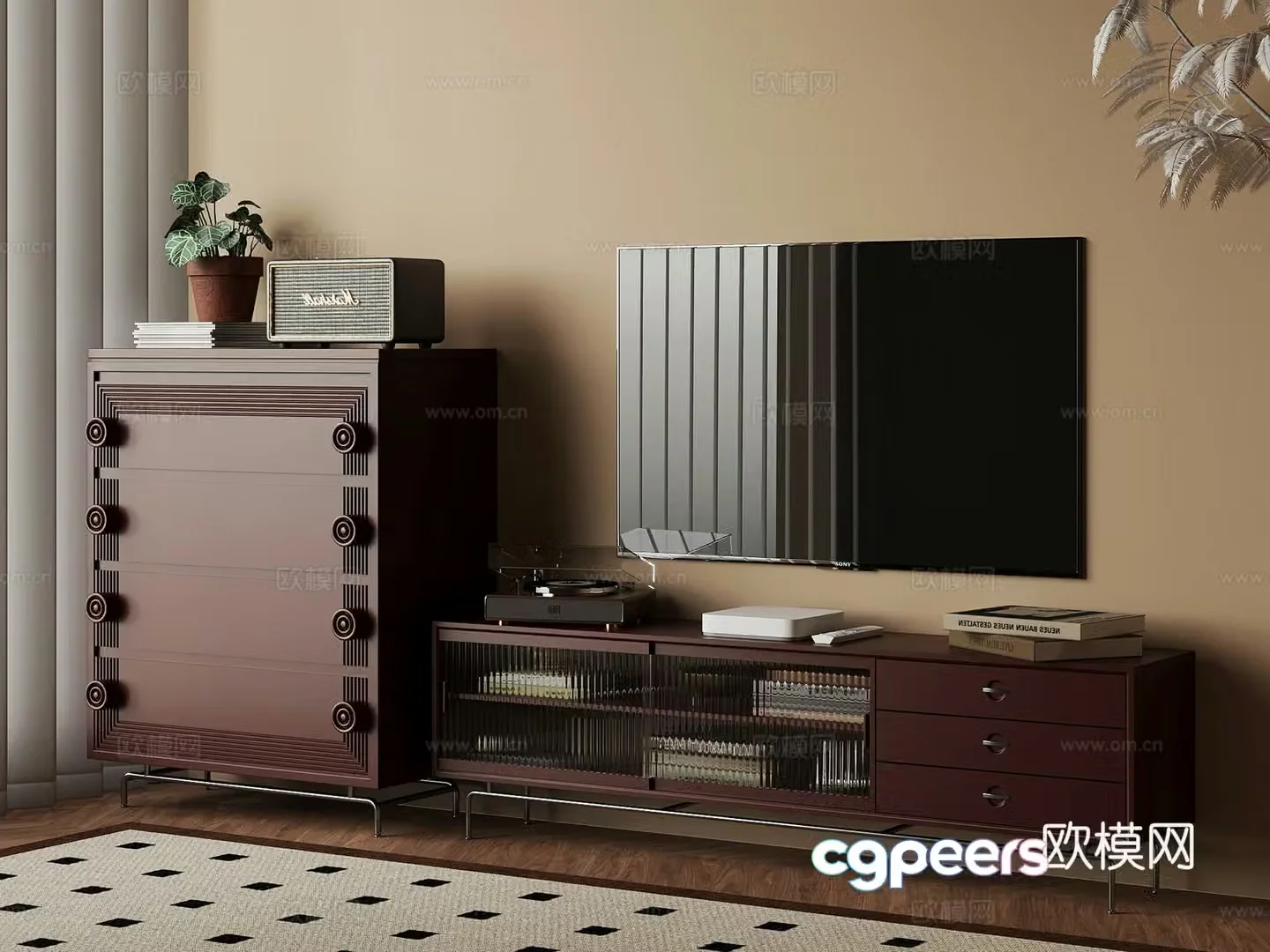 TV cabinet French retro TV cabinet TV set 3d model