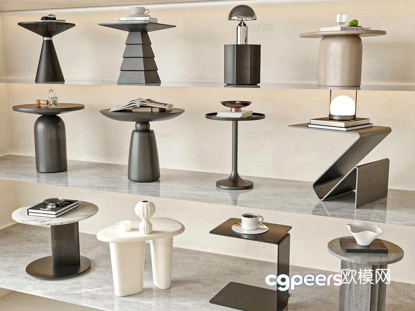 Modern Italian side table square side table round side table sofa side table metal side table 3D model