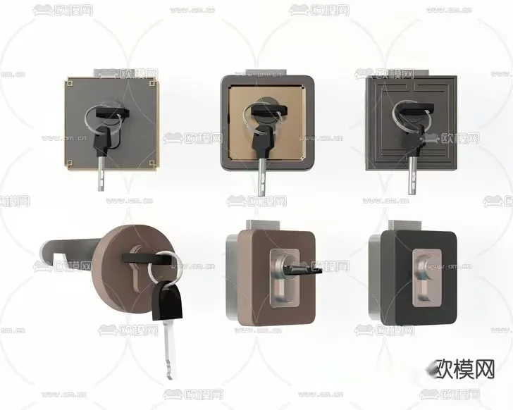 The Main Subject Is A Set Of Six Different Door Knobs 3D Model – 18255 – VRAY Render