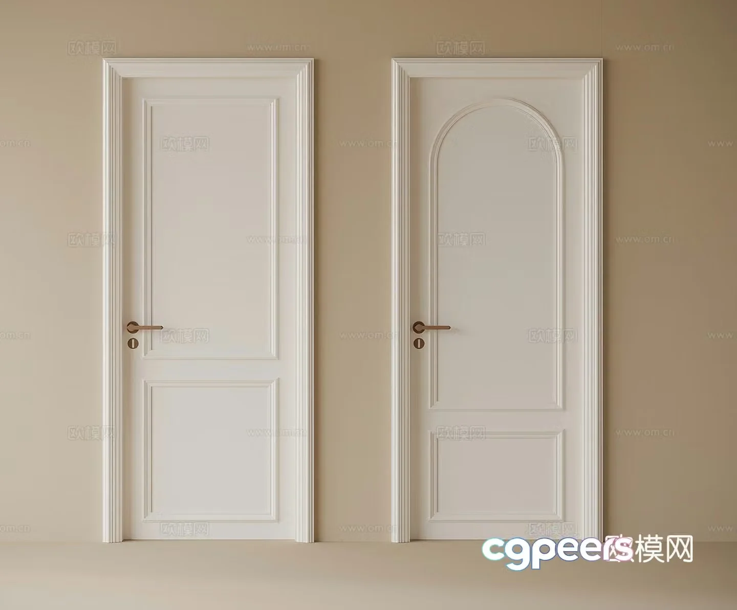 French bedroom door single-open door 3D model