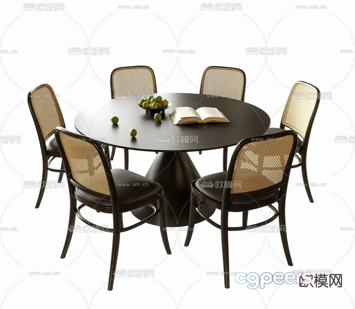 Medieval style dining table and chairs 3d model