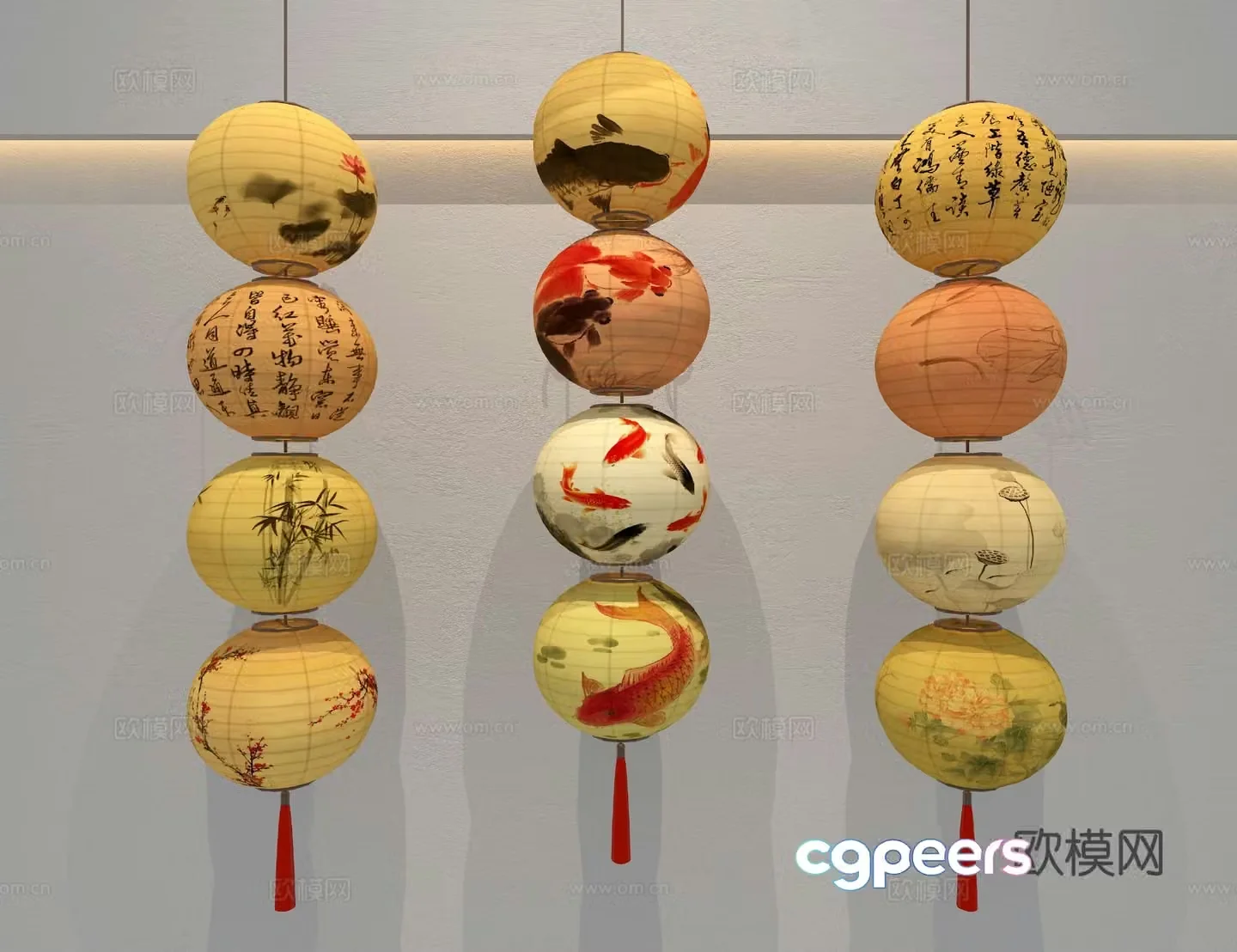 New Chinese style decorative lamp lantern 3d model