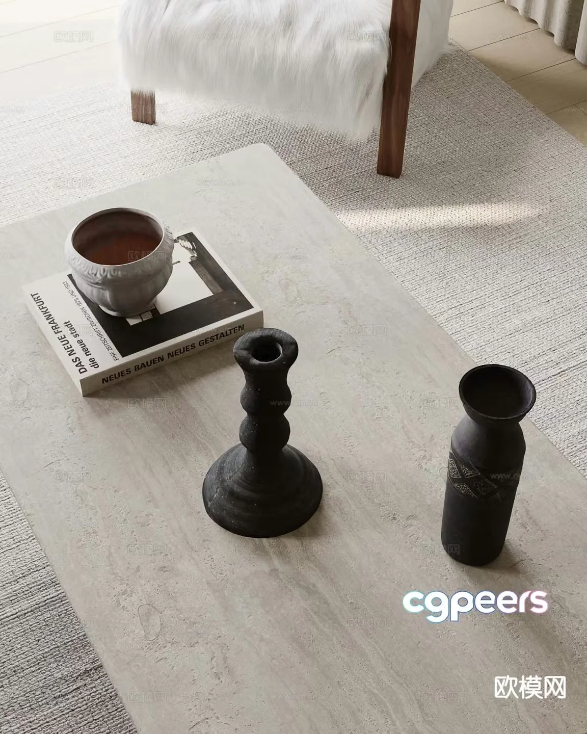 Modern coffee table decorations 3d model