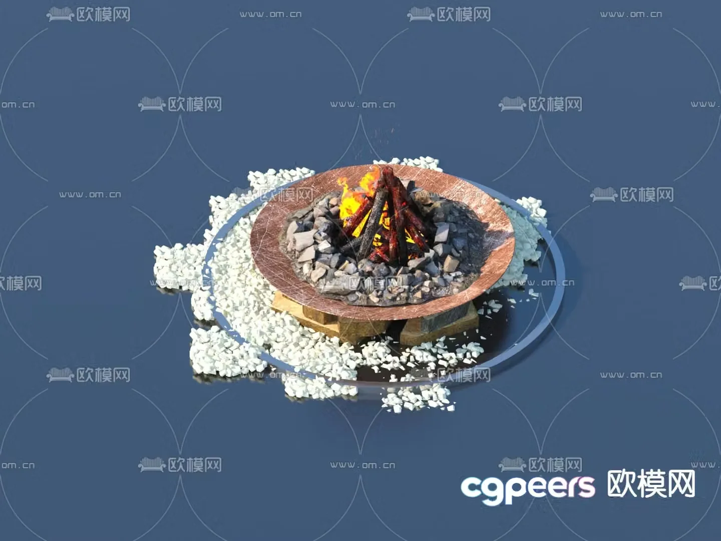 Outdoor sketch bonfire fire pit brazier 3d model