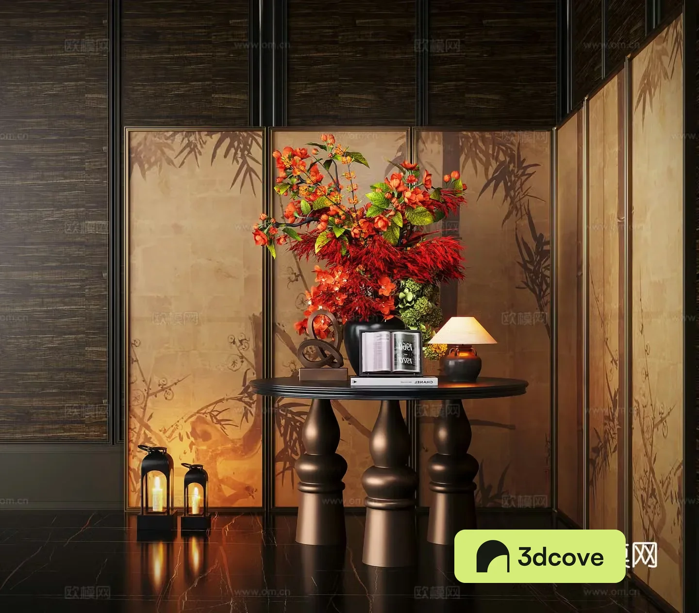 Modern end viewing platform flower potted plant entrance hall flower art table screen partition