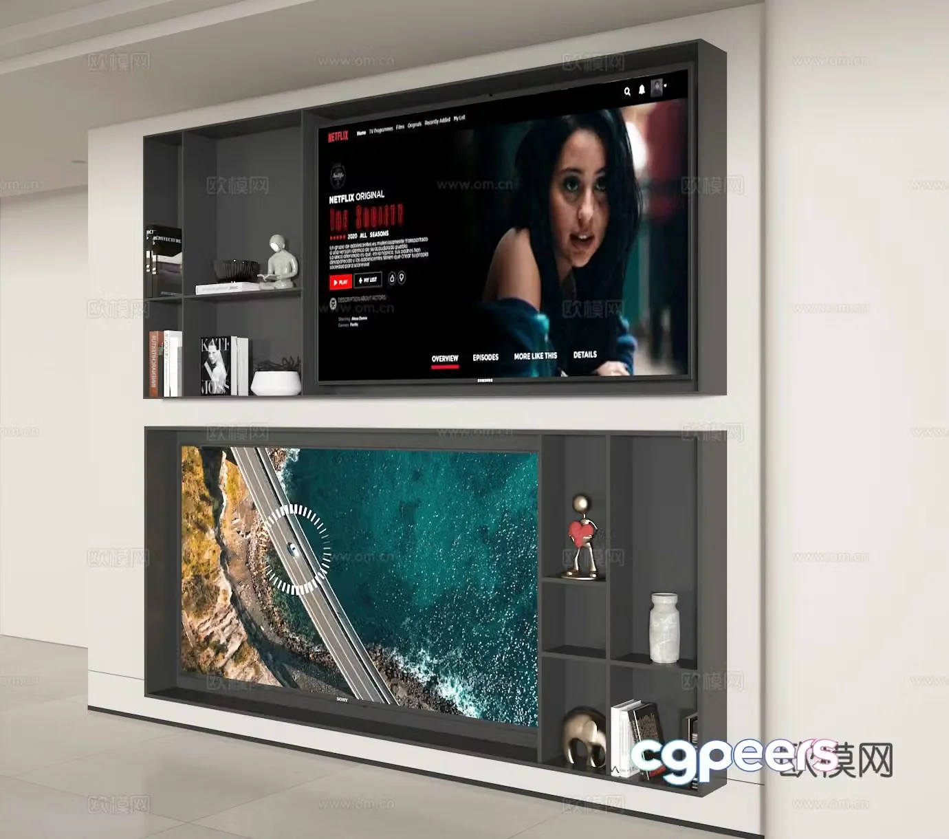 TV background cabinet 3d model