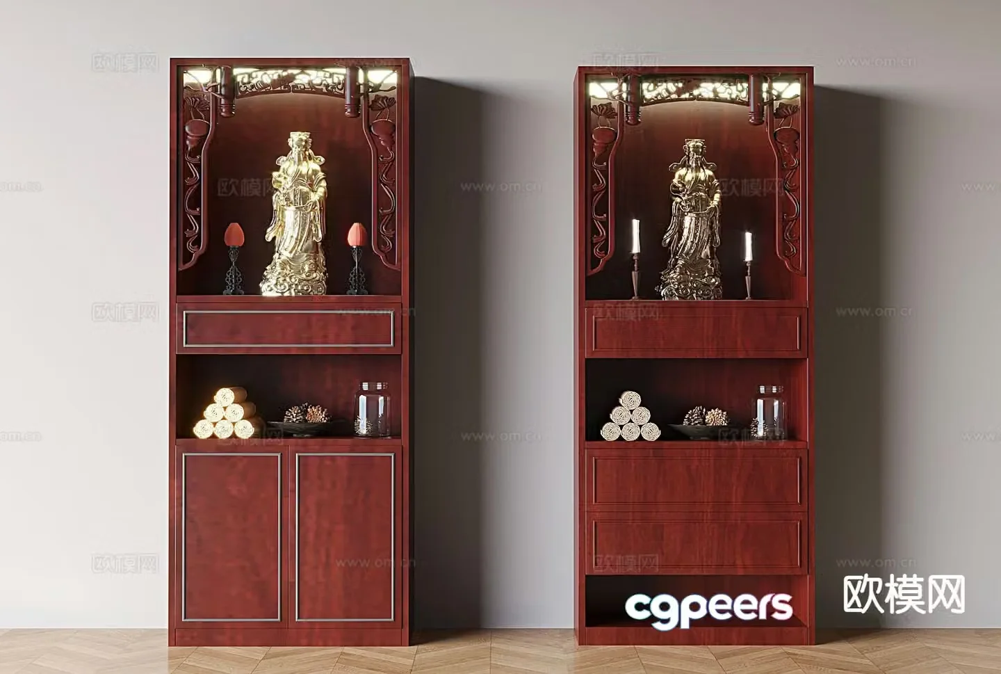 New Chinese style Buddhist niche altar altar statue cabinet 3D model
